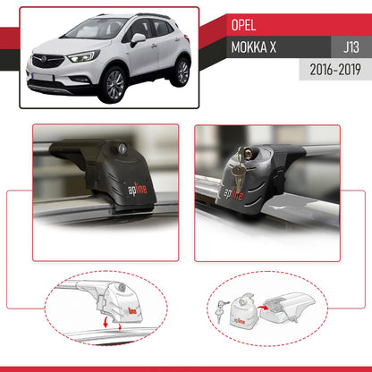 Kompatibel mit Opel Mokka X (J13) 2016-2019 ACE-2 Relingträger Dachträger Auto Gepäckträger Grau Aluminium 2 Stangen