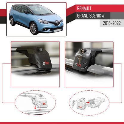 Kompatibel mit Renault Grand Scenic 4 2017-2022 ACE-2 Relingträger Dachträger Auto Gepäckträger Grau Aluminium 2 Stangen