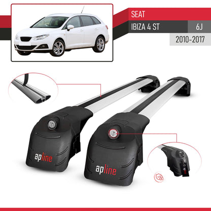 Kompatibel mit Seat Ibiza 4 (6J) ST 2010-2017 ACE-2 Relingträger Dachträger Auto Gepäckträger Grau Aluminium 2 Stangen