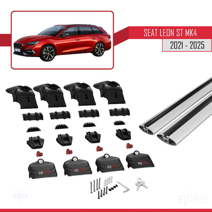 Compatible avec Seat/Cupra Leon 4 ST 2021-2025 ACE-2 Barres de Toit Railing Porte-Bagages de Voiture Gris Aluminium 2 Barres