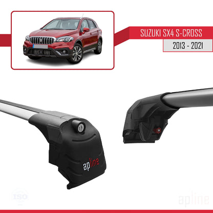Compatible avec Suzuki SX4 S-Cross 3 (JYB) 2013-2021 ACE-2 Barres de Toit Railing Porte-Bagages de Voiture Gris Aluminium 2 Barres