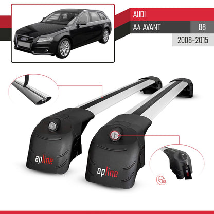 Kompatibel mit A4 (B8) Avant 2008-2015 ACE-2 Relingträger Dachträger Auto Gepäckträger Grau Aluminium 2 Stangen