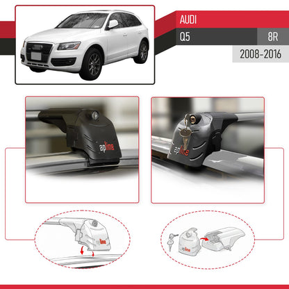 Kompatibel mit Q5 (8R) 2009-2016 ACE-2 Relingträger Dachträger Auto Gepäckträger Grau Aluminium 2 Stangen