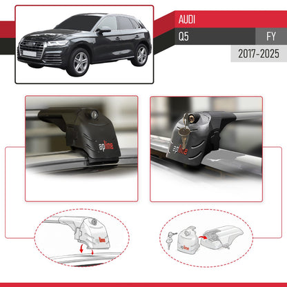 Kompatibel mit Q5 (FY) 2017-2024 ACE-2 Relingträger Dachträger Auto Gepäckträger Grau Aluminium 2 Stangen