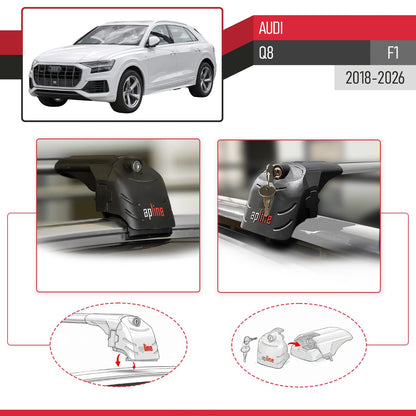 Kompatibel mit Q8 (F1) 2018-2025 ACE-2 Relingträger Dachträger Auto Gepäckträger Grau Aluminium 2 Stangen