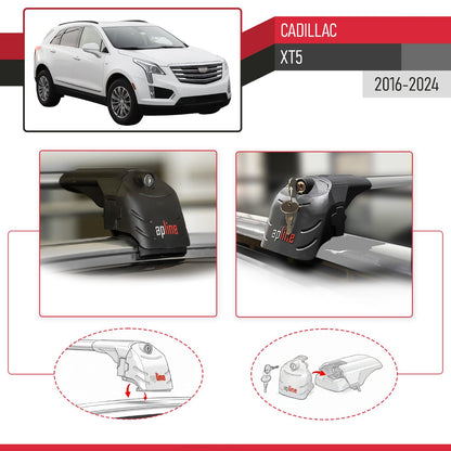 Kompatibel mit Cadillac XT5 2017-2024 ACE-2 Relingträger Dachträger Auto Gepäckträger Grau Aluminium 2 Stangen