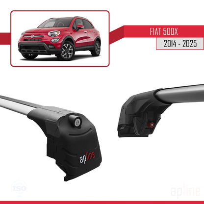 Compatible avec Fiat 500X 2014-2025 ACE-2 Barres de Toit Railing Porte-Bagages de Voiture Gris Aluminium 2 Barres