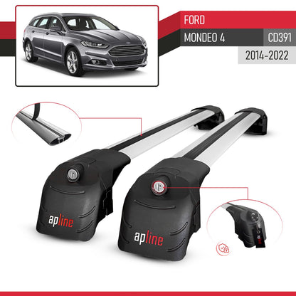 Kompatibel mit Ford Mondeo 4 (CD391) 2014-2022 ACE-2 Relingträger Dachträger Auto Gepäckträger Grau Aluminium 2 Stangen