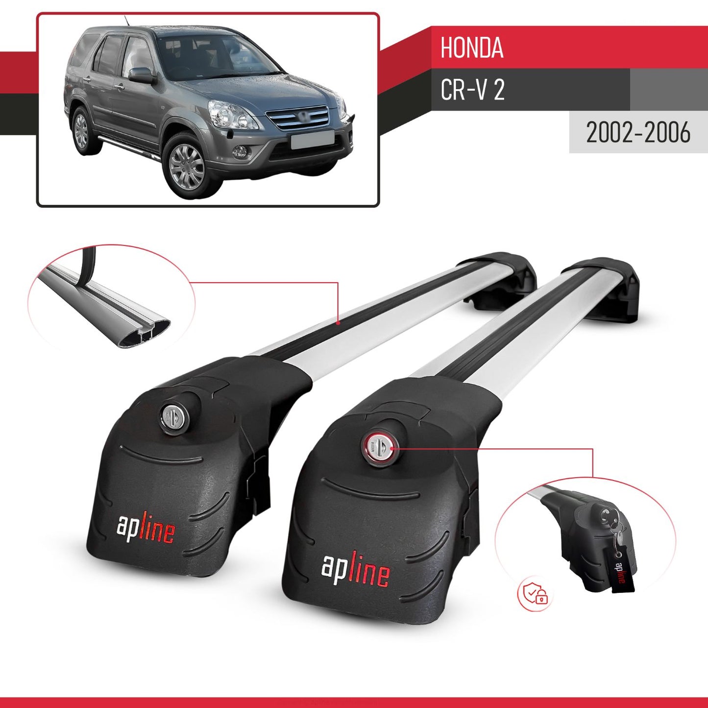 Kompatibel mit Honda CR-V 2 2002-2006 ACE-2 Relingträger Dachträger Auto Gepäckträger Grau Aluminium 2 Stangen