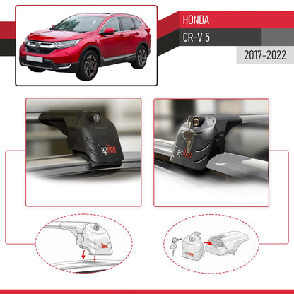 Kompatibel mit Honda CR-V 5 2017-2022 ACE-2 Relingträger Dachträger Auto Gepäckträger Grau Aluminium 2 Stangen