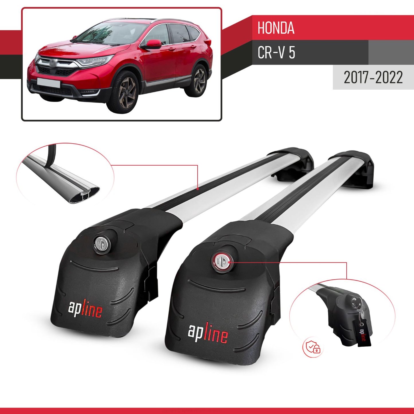 Kompatibel mit Honda CR-V 5 2017-2022 ACE-2 Relingträger Dachträger Auto Gepäckträger Grau Aluminium 2 Stangen