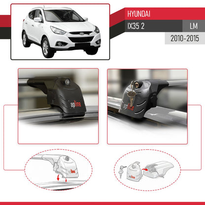 Kompatibel mit Hyundai ix35 2 (LM) 2010-2015 ACE-2 Relingträger Dachträger Auto Gepäckträger Grau Aluminium 2 Stangen