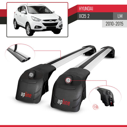 Kompatibel mit Hyundai ix35 2 (LM) 2010-2015 ACE-2 Relingträger Dachträger Auto Gepäckträger Grau Aluminium 2 Stangen