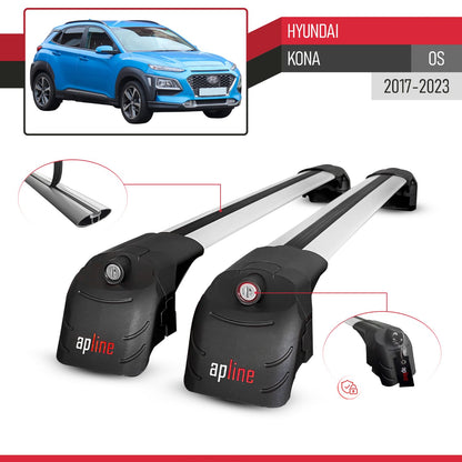 Kompatibel mit Hyundai Kona (OS) 2017-2022 ACE-2 Relingträger Dachträger Auto Gepäckträger Grau Aluminium 2 Stangen