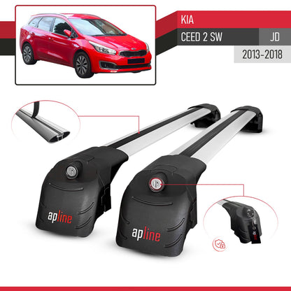 Kompatibel mit Kia Ceed 2 (JD) Combi 2013-2018 ACE-2 Relingträger Dachträger Auto Gepäckträger Grau Aluminium 2 Stangen