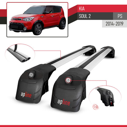 Kompatibel mit Kia Soul 2 (PS) 2014-2019 ACE-2 Relingträger Dachträger Auto Gepäckträger Grau Aluminium 2 Stangen