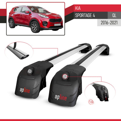 Kompatibel mit Kia Sportage 4 (QL) 2016-2021 ACE-2 Relingträger Dachträger Auto Gepäckträger Grau Aluminium 2 Stangen