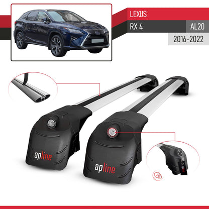 Kompatibel mit Lexus RX 4 (AL20) 2016-2022 ACE-2 Relingträger Dachträger Auto Gepäckträger Grau Aluminium 2 Stangen