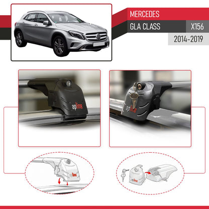 Kompatibel mit Mercedes GLA Klasse (X156) 2014-2019 ACE-2 Relingträger Dachträger Auto Gepäckträger Grau Aluminium 2 Stangen