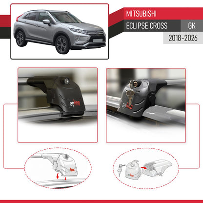 Compatible with Mitsubishi Eclipse Cross (GK) 2018-2025 ACE-2 Car Roof Rack Cross Bar Grey Aluminium 2 Bars
