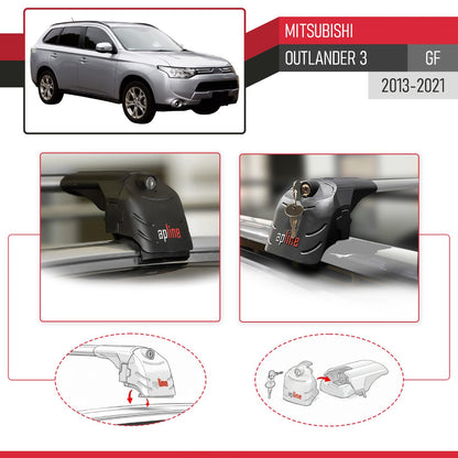 Kompatibel mit Mitsubishi Outlander 3 2013-2018 ACE-2 Relingträger Dachträger Auto Gepäckträger Grau Aluminium 2 Stangen