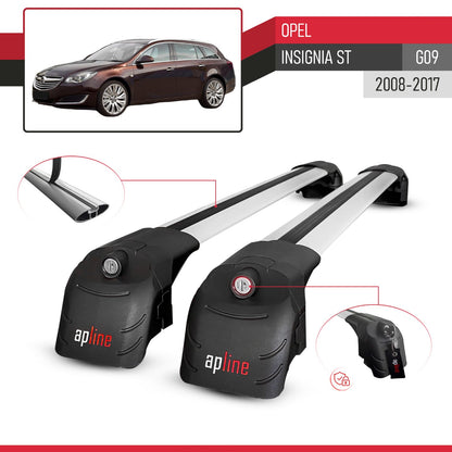 Kompatibel mit Opel Insignia (G09) ST 2009-2017 ACE-2 Relingträger Dachträger Auto Gepäckträger Grau Aluminium 2 Stangen