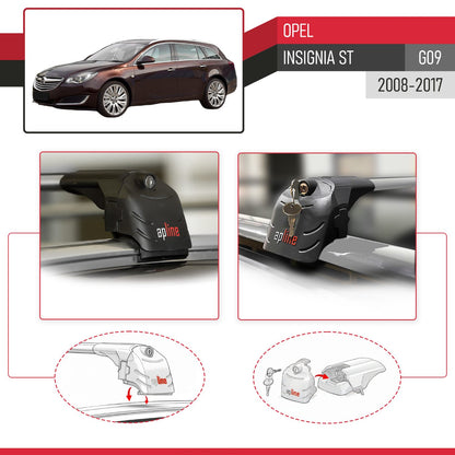 Kompatibel mit Opel Insignia (G09) ST 2009-2017 ACE-2 Relingträger Dachträger Auto Gepäckträger Grau Aluminium 2 Stangen