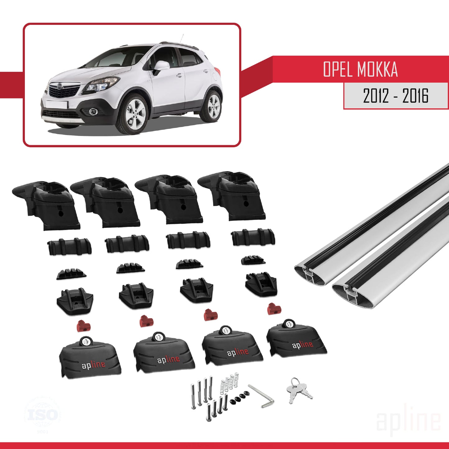 Compatible avec Opel Mokka A (J13) 2012-2016 ACE-2 Barres de Toit Railing Porte-Bagages de Voiture Gris Aluminium 2 Barres