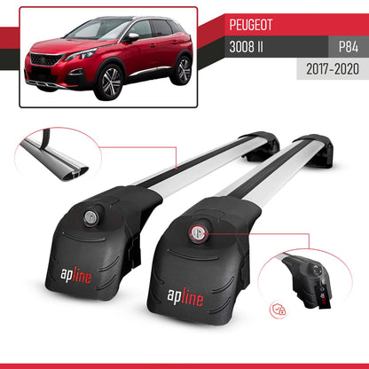 Kompatibel mit Peugeot 3008 II (P84) Pre-Facelift 2017-2020 ACE-2 Relingträger Dachträger Auto Gepäckträger Grau Aluminium 2 Stangen