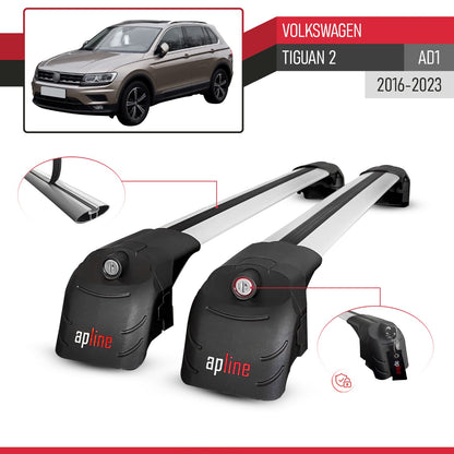 Compatible with Volkswagen Tiguan 2 (AD1) 2016-2023 ACE-2 Car Roof Rack Cross Bar Grey Aluminium 2 Bars