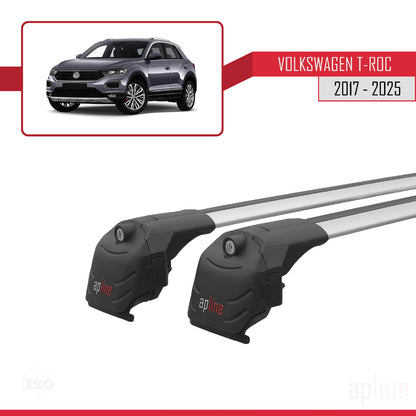 Compatible avec Volkswagen T-Roc 2017-2025 ACE-2 Barres de Toit Railing Porte-Bagages de Voiture Gris Aluminium 2 Barres