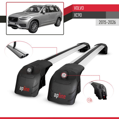 Kompatibel mit Volvo XC90 II 2015-2025 ACE-2 Relingträger Dachträger Auto Gepäckträger Grau Aluminium 2 Stangen