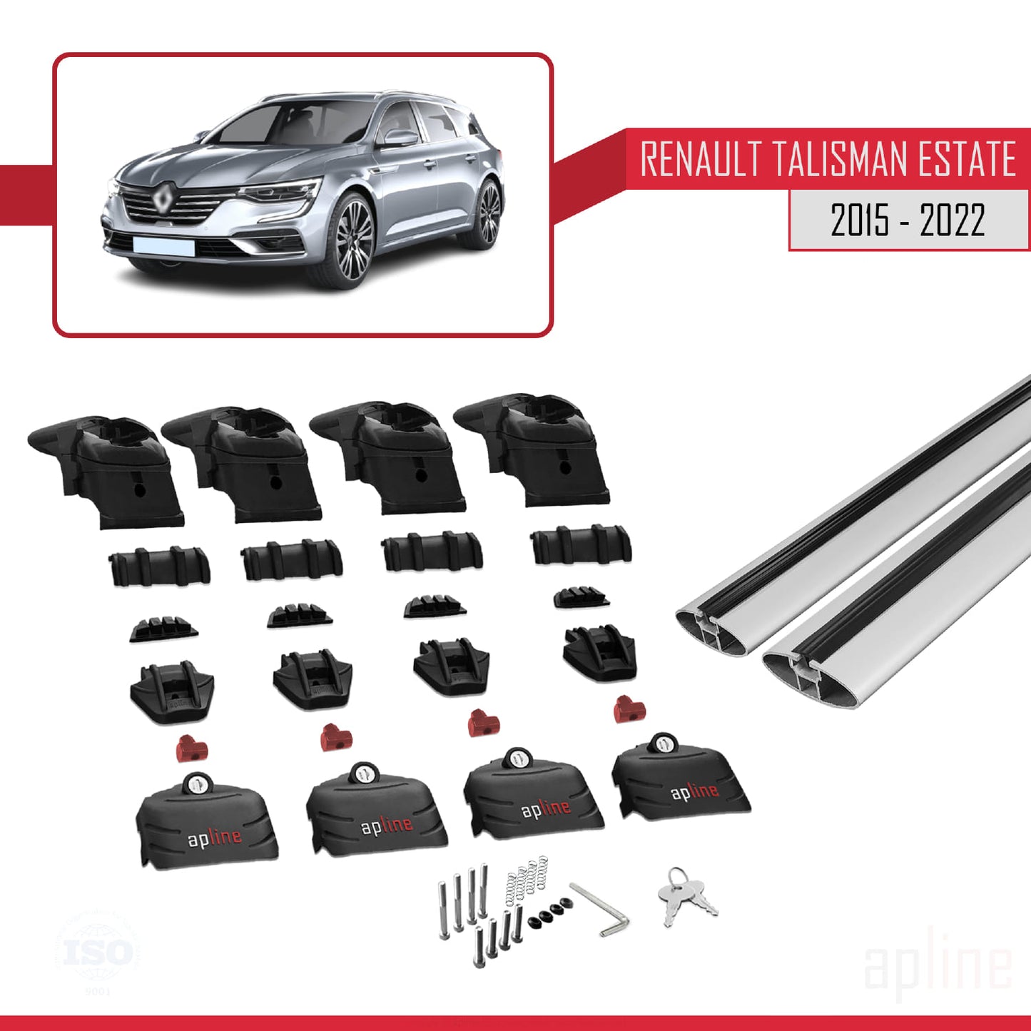 Compatible avec Renault Talisman Break 2015-2022 ACE-2 Barres de Toit Railing Porte-Bagages de Voiture Gris Aluminium 2 Barres