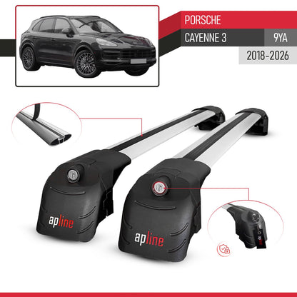 Kompatibel mit Porsche Cayenne 3 (9YA) 2018-2025 ACE-2 Relingträger Dachträger Auto Gepäckträger Grau Aluminium 2 Stangen