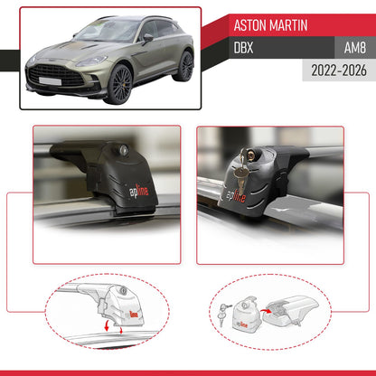 Kompatibel mit Aston Martin (DBX707) 2022-2025 ACE-2 Relingträger Dachträger Auto Gepäckträger Grau Aluminium 2 Stangen
