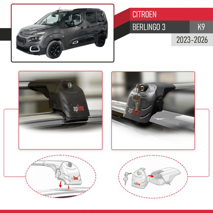 Kompatibel mit Citroen Berlingo 3 (K9) 2023-2025 ACE-2 Relingträger Dachträger Auto Gepäckträger Grau Aluminium 2 Stangen