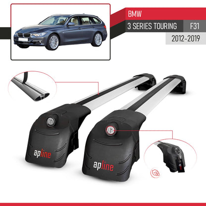 Kompatibel mit BMW 3er Serie (F31) Touring 2012-2019 ACE-2 Relingträger Dachträger Auto Gepäckträger Grau Aluminium 2 Stangen