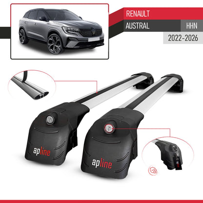 Compatible with Renault Austral (RHN) 2022-2025 ACE-2 Car Roof Rack Cross Bar Grey Aluminium 2 Bars