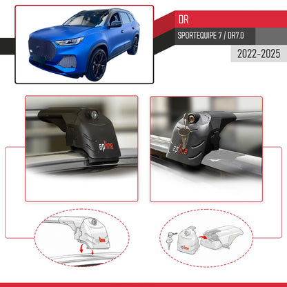 Kompatibel mit DR 7.0 Sportequipe 7 (It) 2023-2025 ACE-2 Relingträger Dachträger Auto Gepäckträger Grau Aluminium 2 Stangen
