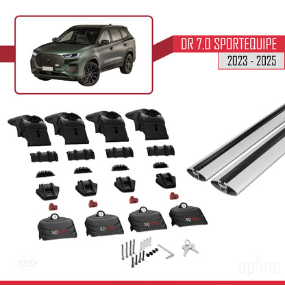 Compatible avec DR 7.0 Sportequipe 7 (It) 2023-2025 ACE-2 Barres de Toit Railing Porte-Bagages de Voiture Gris Aluminium 2 Barres