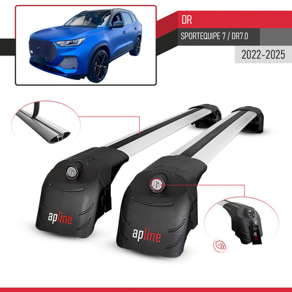 Kompatibel mit DR 7.0 Sportequipe 7 (It) 2023-2025 ACE-2 Relingträger Dachträger Auto Gepäckträger Grau Aluminium 2 Stangen