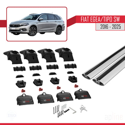 Compatible avec Fiat Egea Break 2016-2025 ACE-2 Barres de Toit Railing Porte-Bagages de Voiture Gris Aluminium 2 Barres