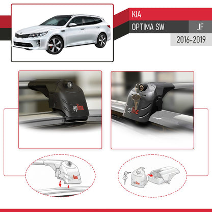Kompatibel mit Kia Optima (JF) Combi 2016-2019 ACE-2 Relingträger Dachträger Auto Gepäckträger Grau Aluminium 2 Stangen