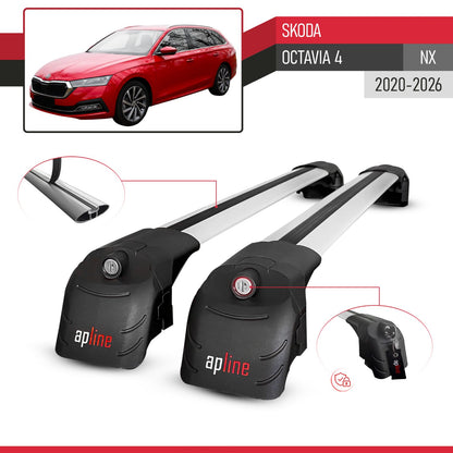 Kompatibel mit Skoda Octavia 4 (NX) 2020-2025 ACE-2 Relingträger Dachträger Auto Gepäckträger Grau Aluminium 2 Stangen