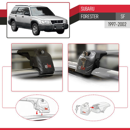 Compatible with Subaru Forester (SF) 1997-2002 ACE-2 Car Roof Rack Cross Bar Grey Aluminium 2 Bars