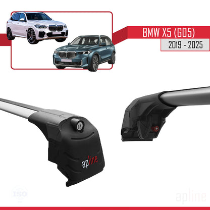 Kompatibel mit BMW X5 (G05) 2019-2025 ACE-2 Dachgepäckträger, Reling, Gepäckträger, graues Aluminium, 2 Stangen