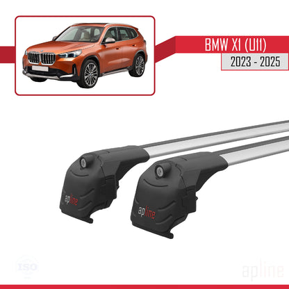 Kompatibel mit BMW X1 (U11) 2023-2025 ACE-2 Dachgepäckträger, Reling, Gepäckträger, graues Aluminium, 2 Stangen