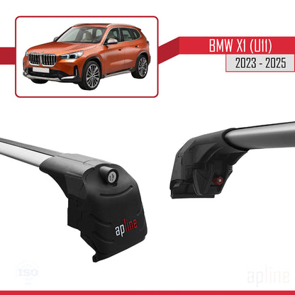 Kompatibel mit BMW X1 (U11) 2023-2025 ACE-2 Dachgepäckträger, Reling, Gepäckträger, graues Aluminium, 2 Stangen