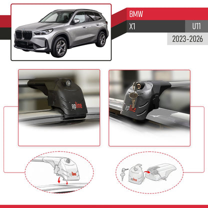 Kompatibel mit BMW X1 (U11) 2023-2025 ACE-2 Relingträger Dachträger Auto Gepäckträger Grau Aluminium 2 Stangen