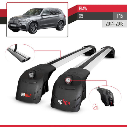 Compatible with BMW X5 (F15) 2014-2018 ACE-2 Car Roof Rack Cross Bar Grey Aluminium 2 Bars